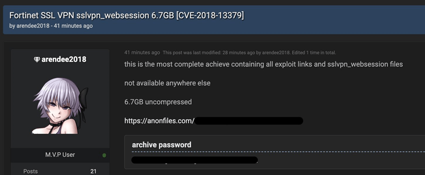 آسیبپذیری سرورهای Fortinet در حملات باجافزاری Cring 1 fortigate ip in dark web